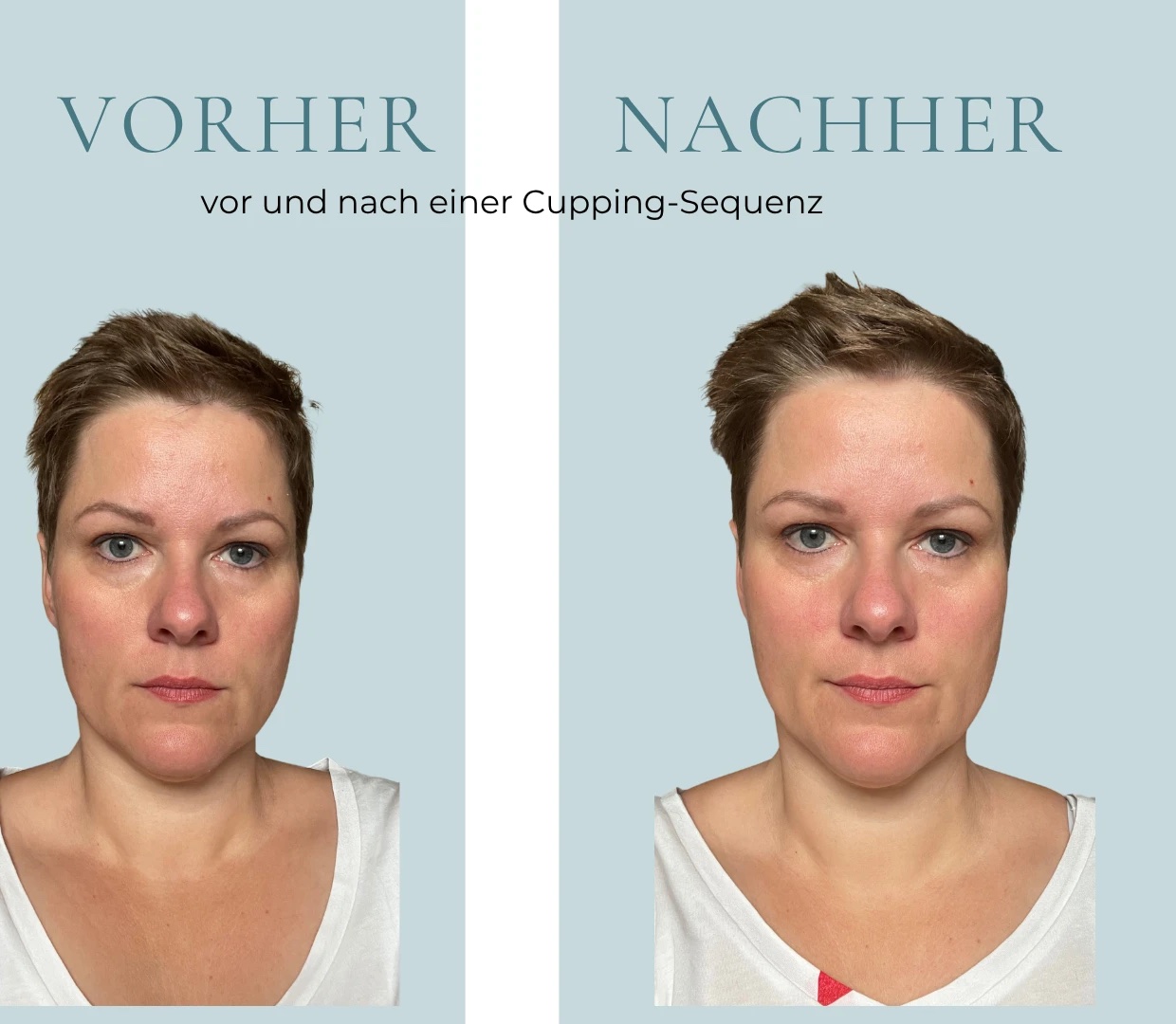 Kristin Schnödt vor und nach einer Cupping-Sequenz